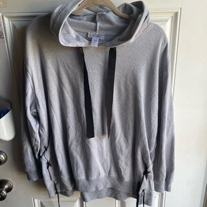 Just Be Light Gray Hoodie with Black Accents Ribbons